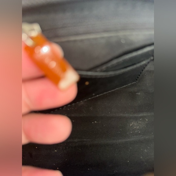 Cole Haan Vintage Black Leather Satchel with Amber Resin Hardware - Picture 4 of 15